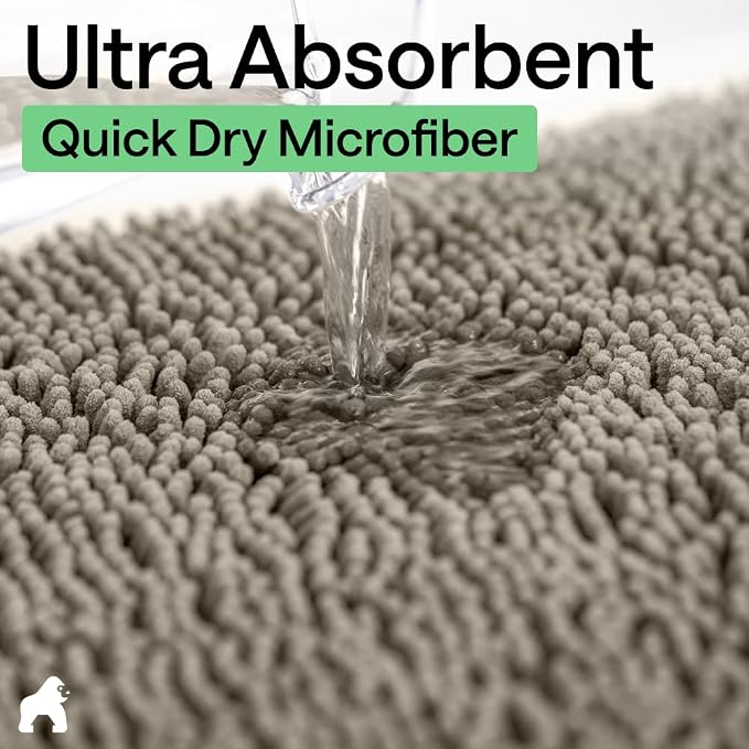 GORILLA GRIP Bath Rug Mat, Thick Soft Absorbent Chenille, Quick Dry Microfiber - Image 5