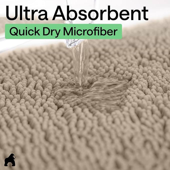 GORILLA GRIP Bath Rug Mat 48x17, Thick Absorbent Chenille, Quick Dry Microfiber - Image 5