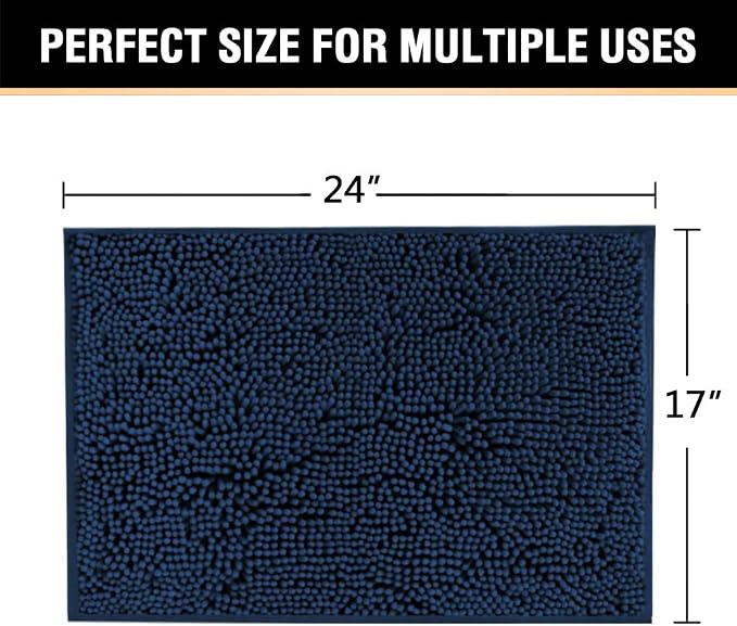 H.VERSAILTEX Navy Blue Bath Rug, Bath Mat Non Slip Bath Mats - Image 2