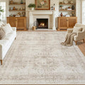 8x10 Area Rugs for Living Room: Vintage Boho Neutral Washable Rug Indoor Soft by Luxturiy