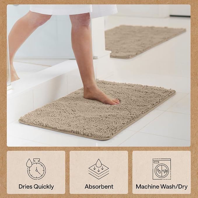 GORILLA GRIP Bath Rug Mat 48x17, Thick Absorbent Chenille, Quick Dry Microfiber - Image 7