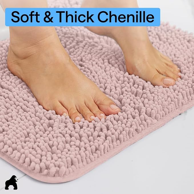 GORILLA GRIP Bath Rug Mat, Thick Soft Absorbent Chenille, Quick Dry Microfiber - Image 4