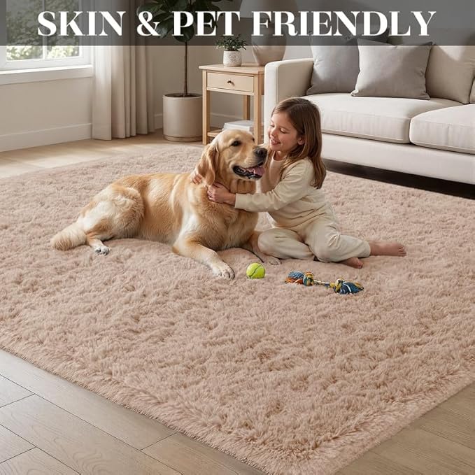 Area Rug for Living Room Bedroom: 6x9 Soft Fluffy Shag Rugs Upgrade Non-Slip - Image 3