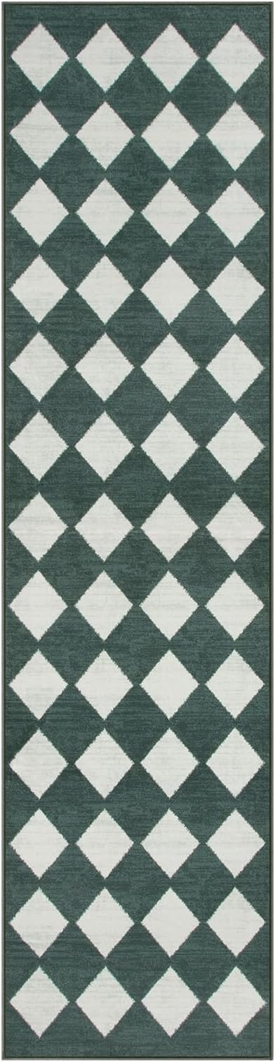 Lahome Zelie Checkered Washable 2x8 Green Runners - Image 10