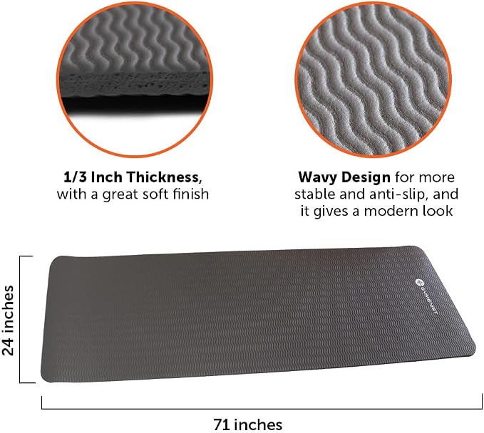 GYMENIST Thick Exercise Yoga Floor Mat Nbr 24 X 71 Inches - Image 2