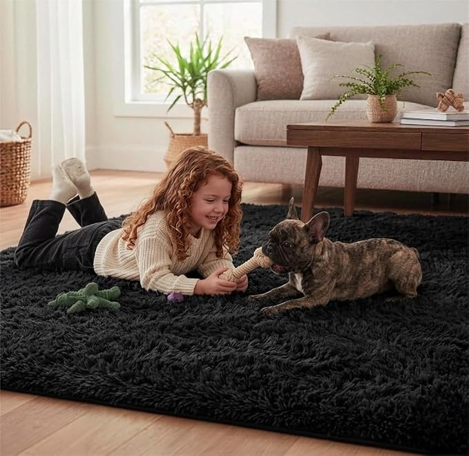 Mugorn Black Area Rugs 10x14 Living Room, Large Fluffy Rugs - Image 5