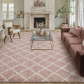 PureCozy 8x10 Checkered Rug for Living Room Pink and White Modern Soft Area Rug by PureCozy