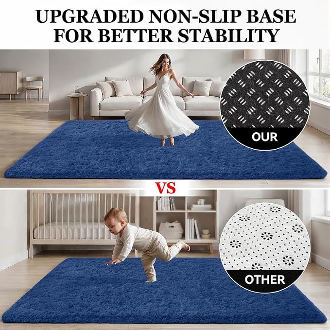 Area Rugs 9x12 Living Room Bedroom: Soft Fluffy Shag Rugs Upgrade Non-Slip High - Image 8