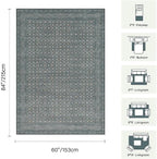 Area Rugs 5x7, Washable Rugs for Living Room, Vintage Boho Light Blue Rug for - Image 2