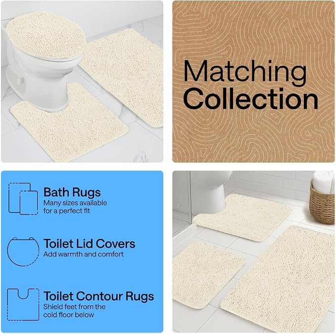 GORILLA GRIP Plush Absorbent Shaggy Chenille Bath Rug Mat - Image 8