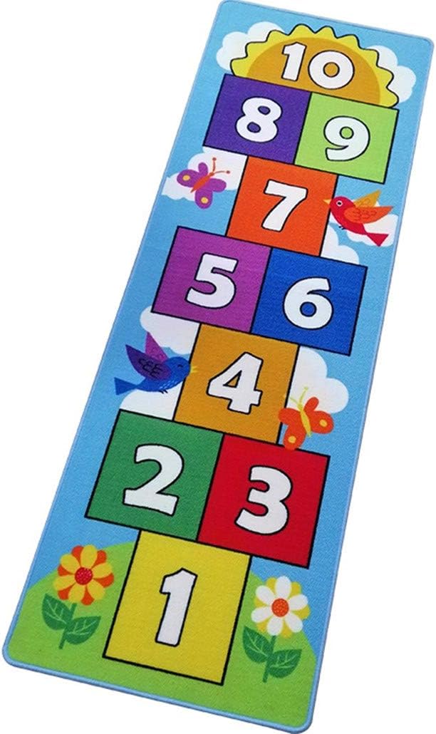 Hop and Count Hopscotch Rug, Kids Floor Play Area Rug Game Carpet Crawl Jump Mat by DafinaSpecialties