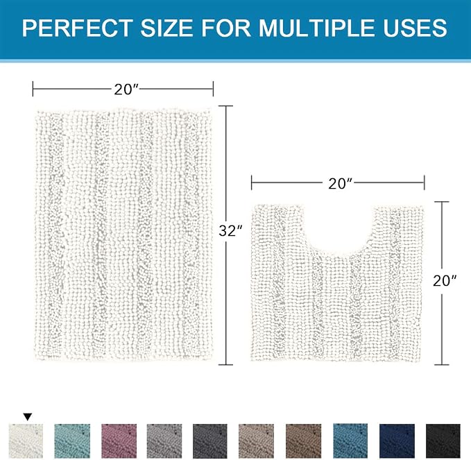 H.VERSAILTEX Bathroom Rugs Bath Rug Set 2 Piece Bathroom Contour Rug Toilet Mat - Image 2