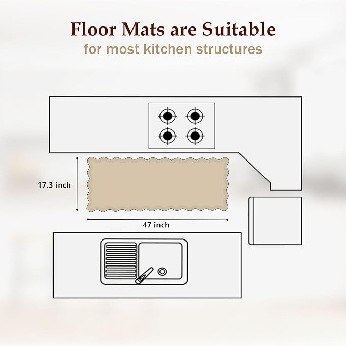 Arenarug Scalloped Black Kitchen Mats - Image 2
