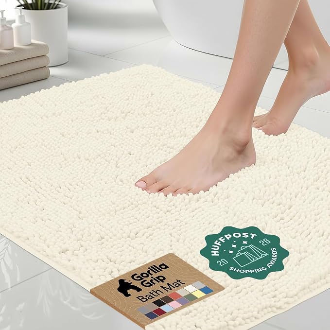 GORILLA GRIP Bath Rug Mat 48x17, Thick Soft Absorbent Chenille, Quick Dry by Unknown
