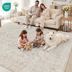 10x12 Area Rug for Living Room: Vintage Boho Neutral Washable Rug Indoor Soft - Image 7