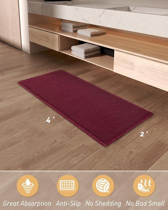 AMOAMI Upgraded Waffle Runner Rug Super Absorbent Non Slip Bath Mats - Image 7