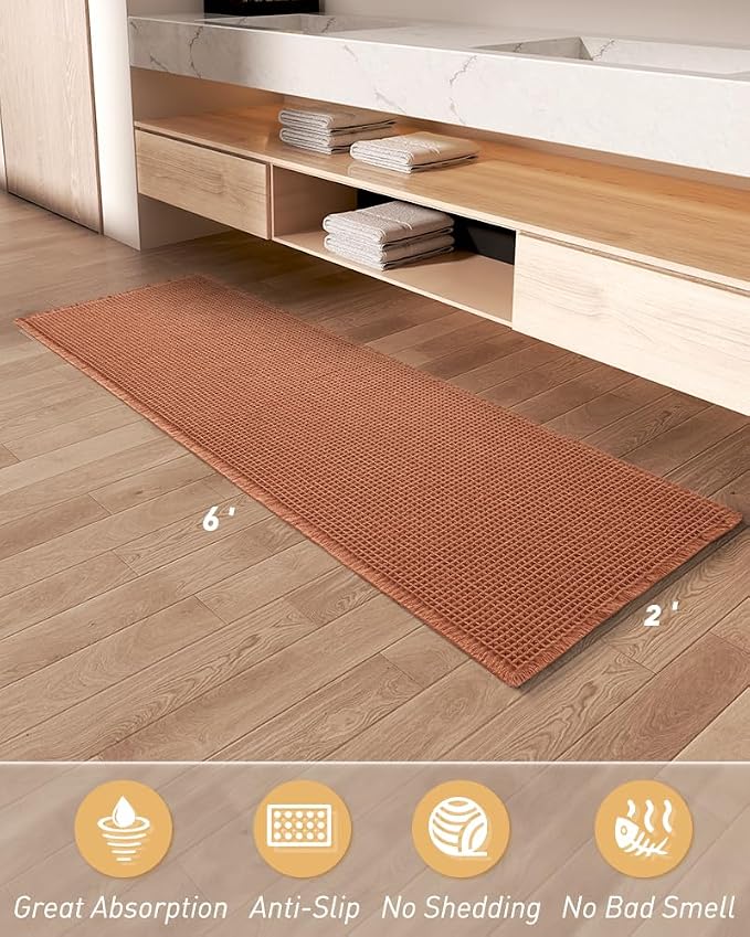 Upgraded Waffle Runner Rug Super Absorbent Non Slip Bath Mats - Image 7