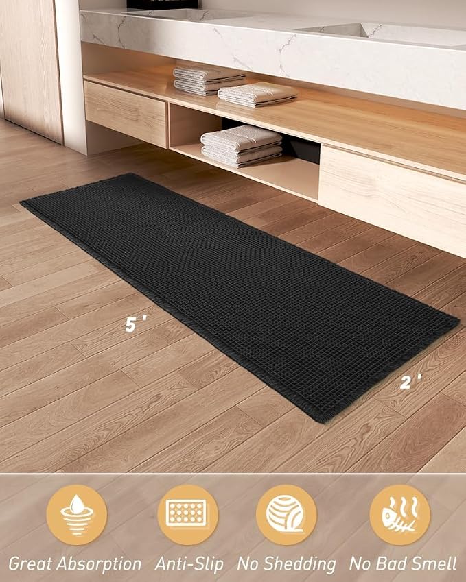 AMOAMI Upgraded Waffle Runner Rug, Super Absorbent Non Slip Bath Mats - Image 7