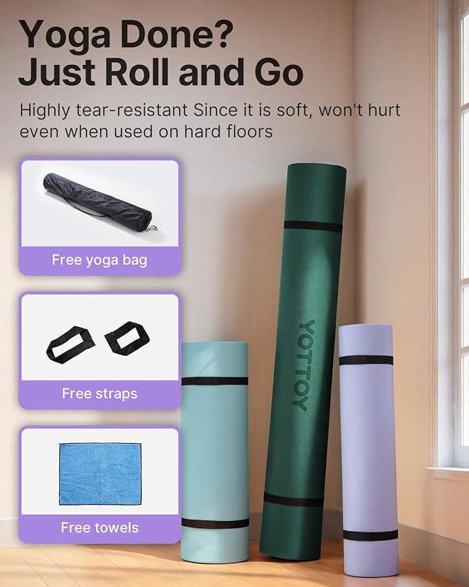 YOTTOY Large Yoga Mat, Extra Wide TPE Exercise Mat, Non-Slip Workout Mat - Image 6