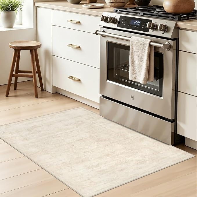 Machine Washable Area Rugs 2x3: Vintage Boho Neutral Washable Rug Indoor Soft - Image 3