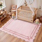 Latte&Fog Pink Scalloped Bow Area Rug - Image 5