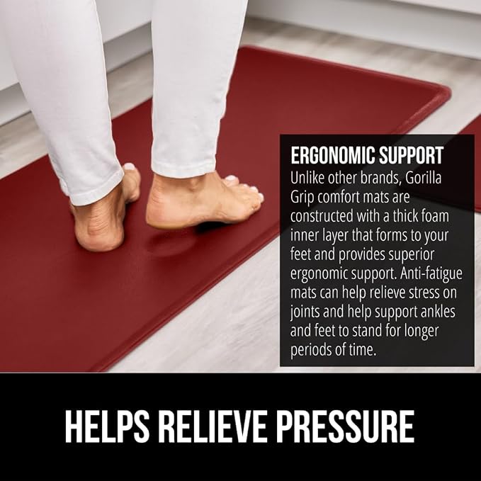GORILLA GRIP 2 Pack Comfortable Cushioned Kitchen Mats - Image 3