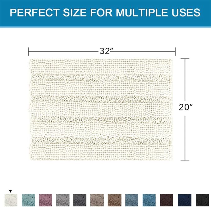 H.VERSAILTEX Bath Rugs for Bathroom Non Slip Bath Mats Extra Thick Chenille - Image 2