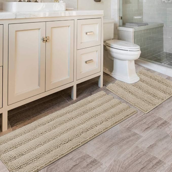H.VERSAILTEX Bathroom Rug Sets 2 Piece Bath Mats Non Slip Thick Soft Chenille by HVERSAILTEX