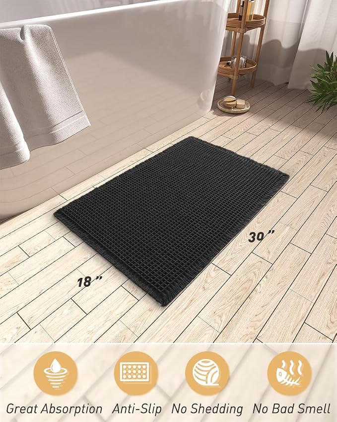 AMOAMI Upgraded Waffle Bath Mat, Super Absorbent Non Slip Bath Mats - Image 2