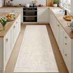 2'6''x8' Hallway Washable Runner Rug: Vintage Boho Neutral Kitchen Rug Soft by Luxturiy