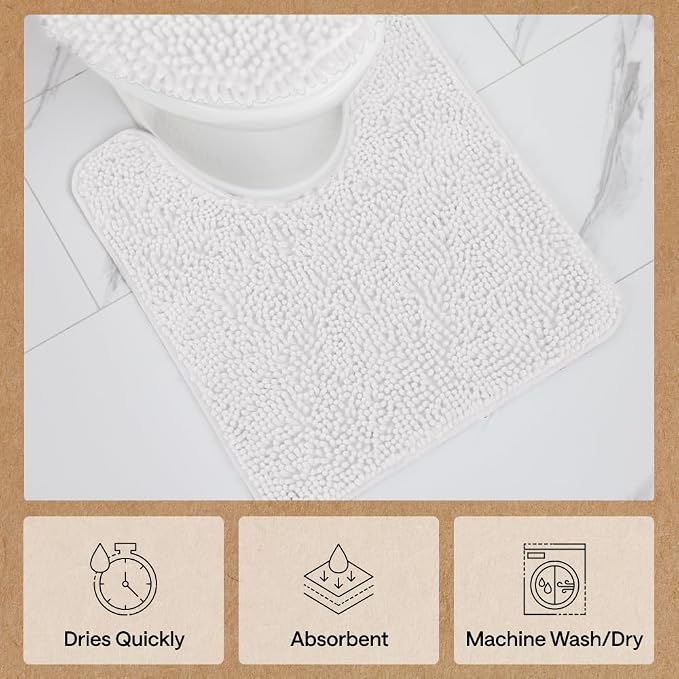 GORILLA GRIP Plush Absorbent Shaggy Chenille Bath Rug Mat - Image 7