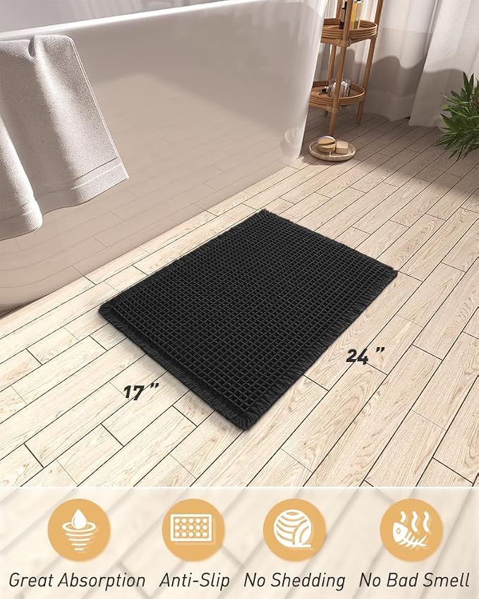 AMOAMI Upgraded Waffle Bath Mat, Super Absorbent Non Slip Bath Mats - Image 2