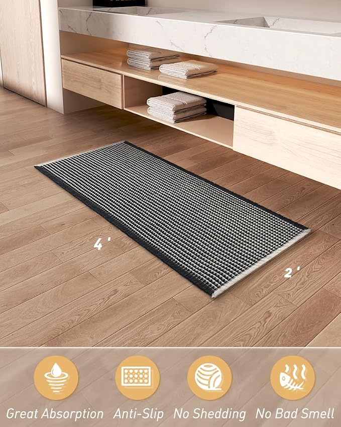 AMOAMI Upgraded Waffle Runner Rug Super Absorbent Non Slip Bath Mats - Image 7