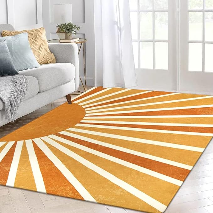 Lahome Sun Print Washable Area Rugs 9x12 Living Room Non-Slip Backing - Image 7