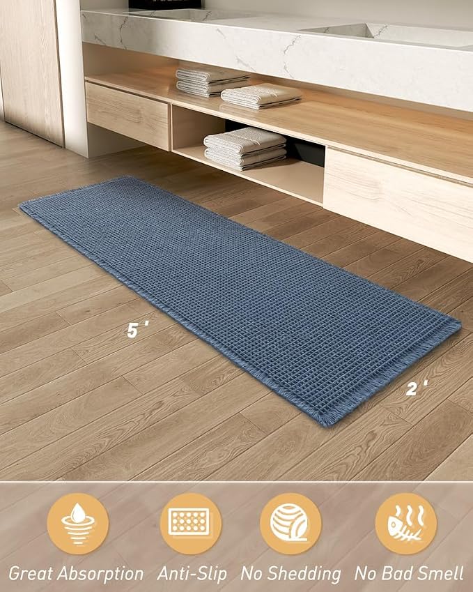 AMOAMI Upgraded Waffle Runner Rug Super Absorbent Non Slip Bath Mats - Image 7