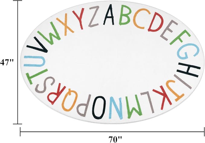 Topotdor Oval Kids Play Rug Alphabet Nursery Area Rug Extra Large Soft Crawling - Image 2