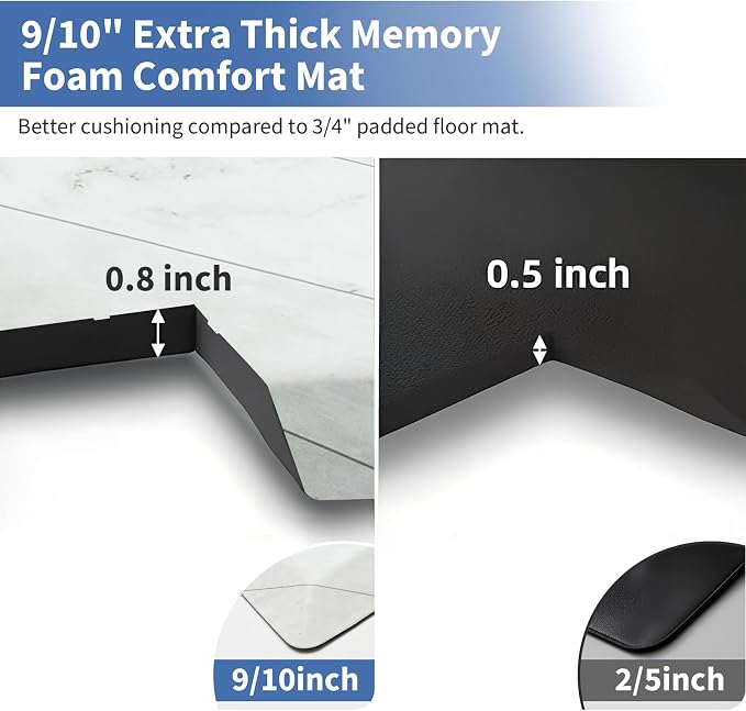 UKISS 9/10 Marble-Pattern Extra Thick Cushioned Kitchen Mat, Non-Slip - Image 2