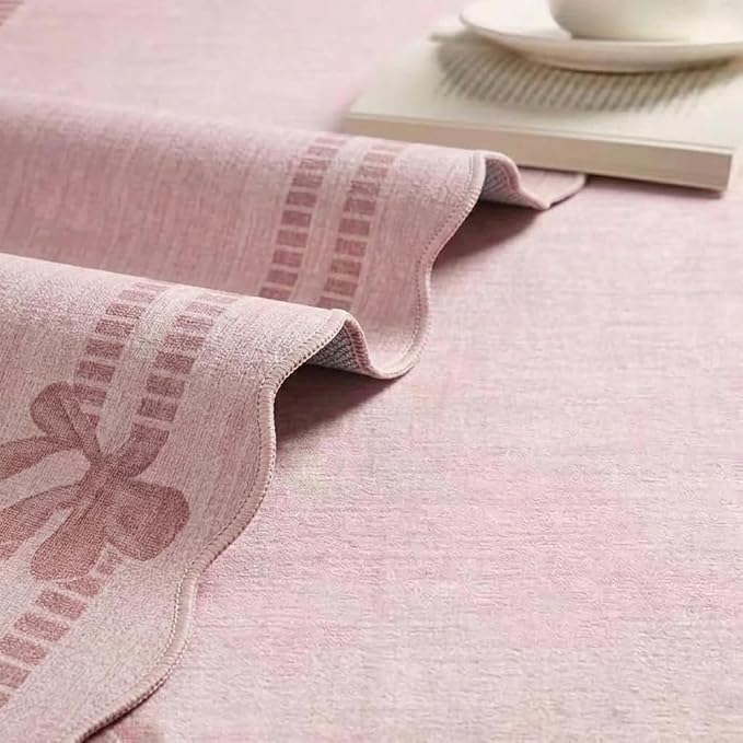 Latte&Fog Pink Scalloped Bow Area Rug - Image 8