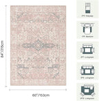 Rugxara Pink Rug for Living Room Bedroom, 5x7 Washable Area Rugs, Cute Boho - Image 2