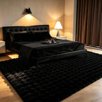 Black Rabbit Plush Rug 8'x10', Fluffy Faux Fur Shaggy Area Rug - Image 2