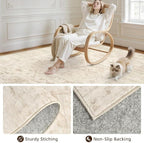 Round Area Rug for Living Room: 6ft Vintage Boho Neutral Washable Circle Rug - Image 7