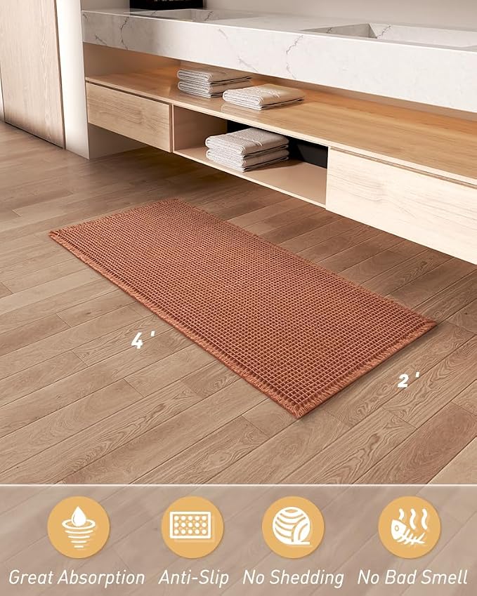 Upgraded Waffle Runner Rug Super Absorbent Non Slip Bath Mats - Image 7