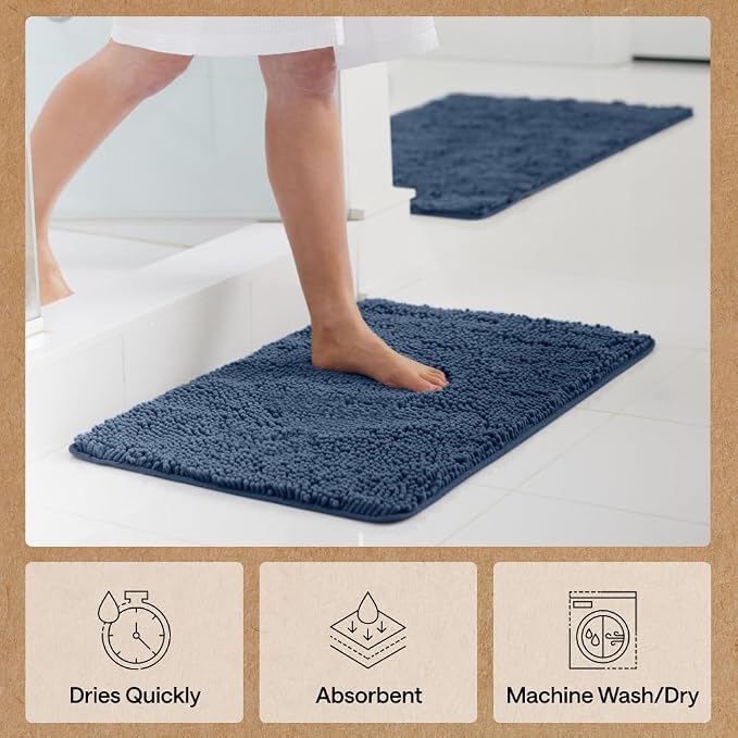 GORILLA GRIP Bath Rug Mat 70x24, Soft Absorbent Chenille, Quick Dry Microfiber - Image 7