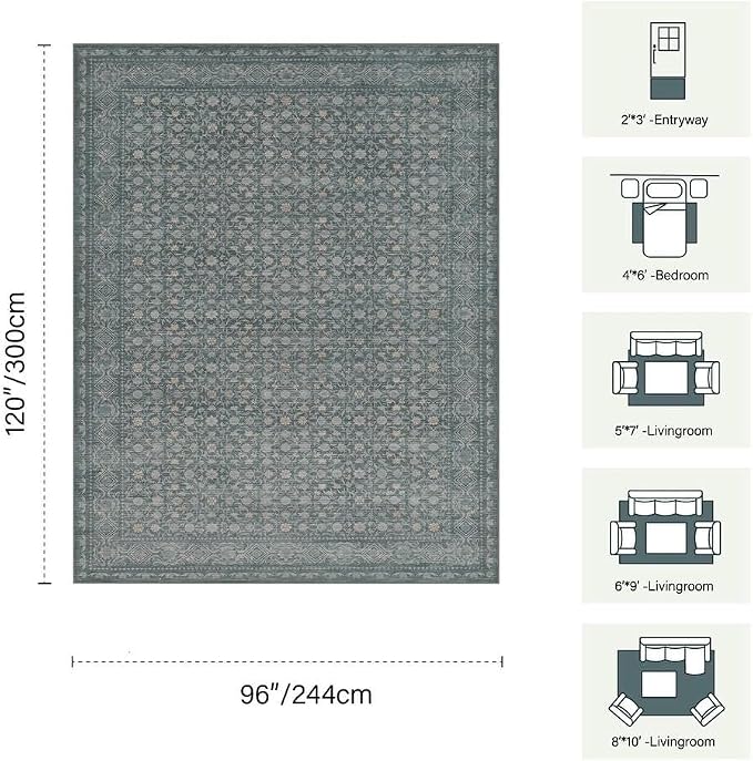 8x10 Washable Area Rug for Living Room, Extra Large Vintage Boho Rugs for - Image 2