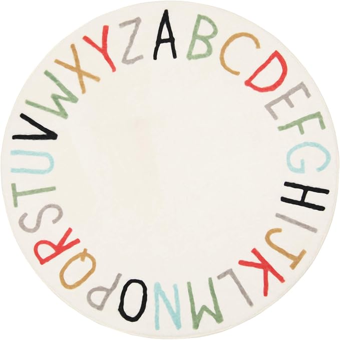 Topotdor Rainbow Round Kids Play Rug Alphabet Nursery Area Rug Extra Large Soft by Topotdor