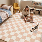 GarveeHome Checkered Blush Beige Neutral 6x9 Area Rug Washable Geometric Modern - Image 2