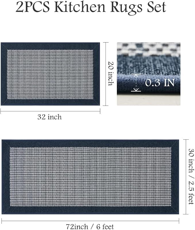 PADOOR Non Slip Kitchen Rugs Sets of 2 - Image 2