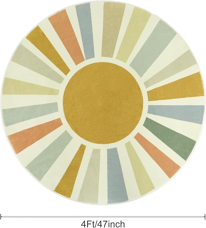STARUIA Boho Round Rug 4 Ft Washable Area Rug - Image 2