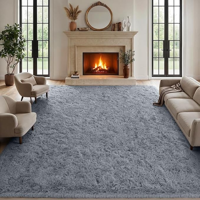 Area Rugs 9x12 Living Room Bedroom: Soft Fluffy Shag Rugs Upgrade Non-Slip High - Image 2