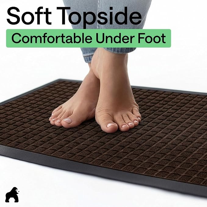 GORILLA GRIP 100% Waterproof All-Season WeatherMAX Doormat, US Designed Natural - Image 8